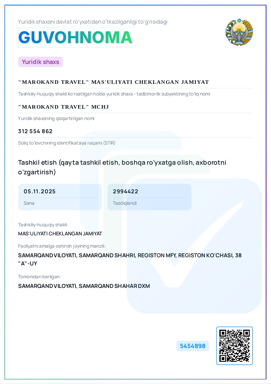Лицензия Marokand Travel